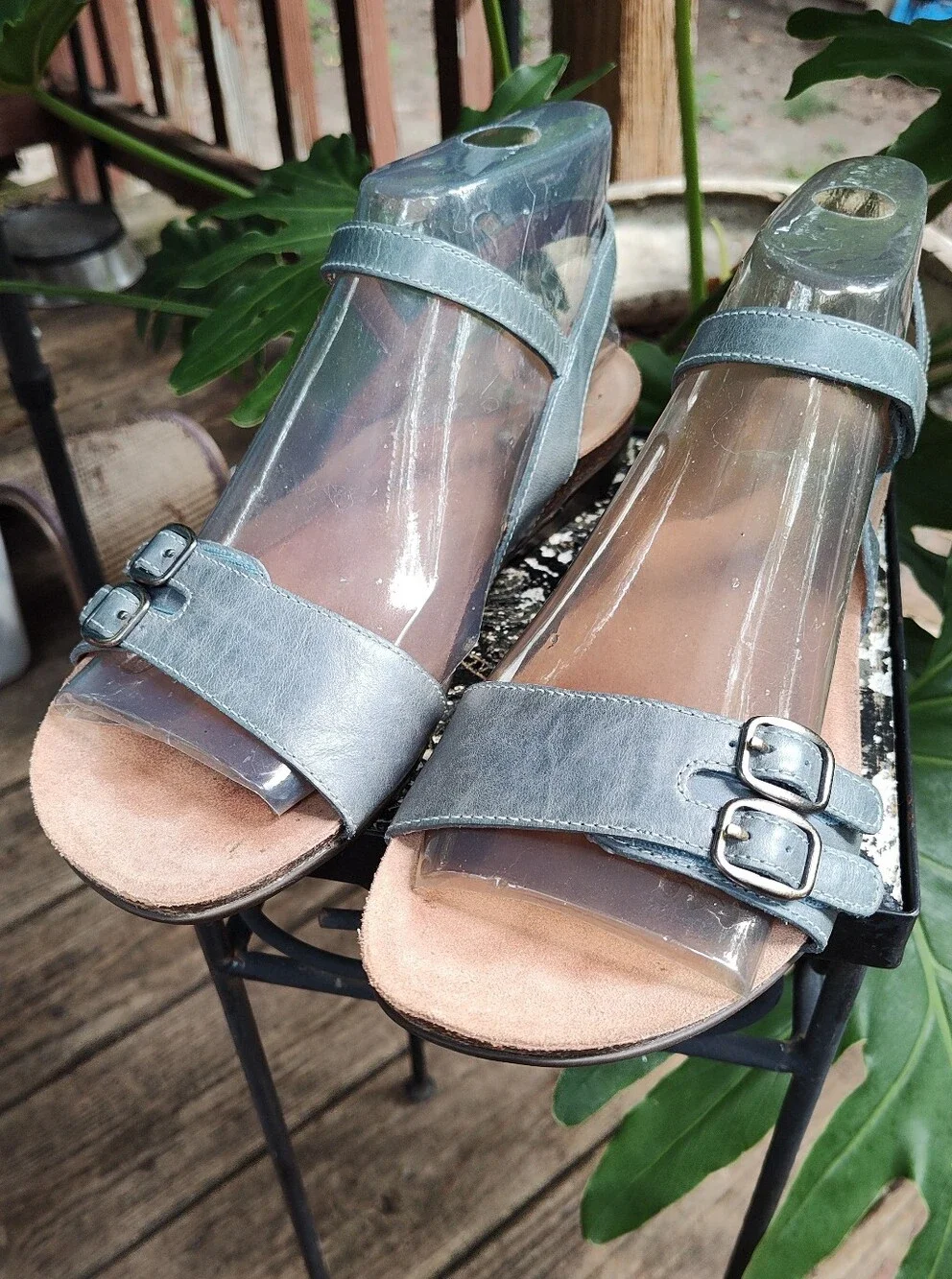 Dansko Rebekah Slate Blue Leather Buckle Ankle Strap Sandals Womens Size 39 US9
